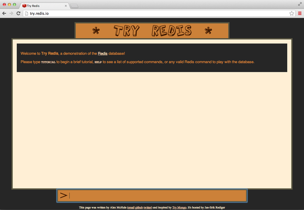 The homepage of the interactive Redis tutorial.