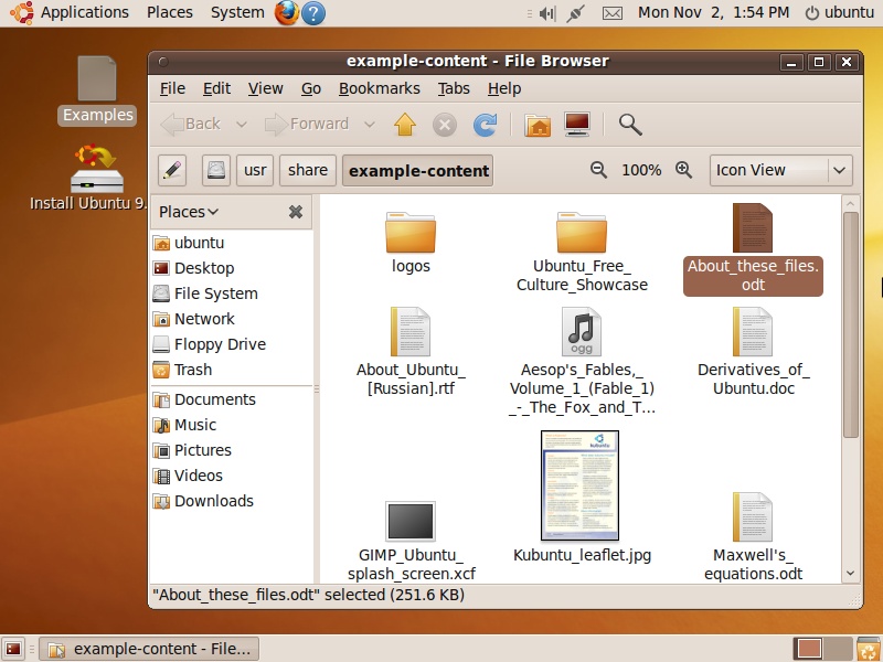 Browsing the Examples folder