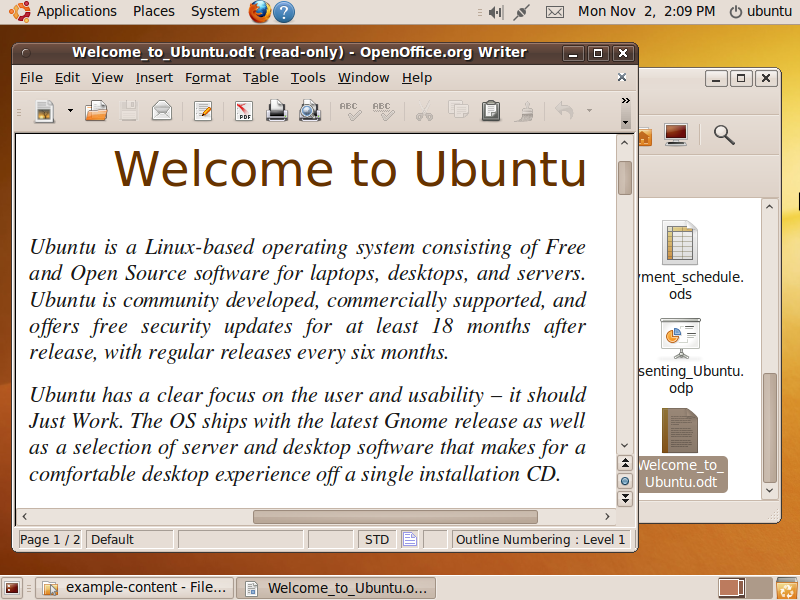 Viewing a document in OpenOffice.org