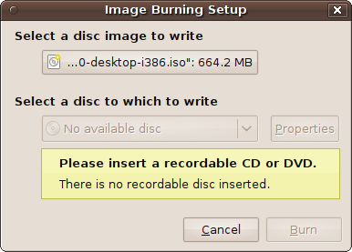 Creating a CD from an ISO with Brasero