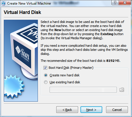 Creating a virtual hard disk