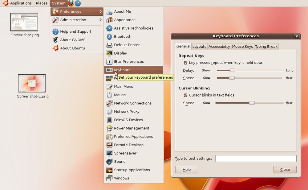 Using the GNOME desktop to call up the System menu