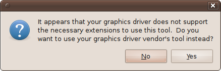 Message displayed when using a proprietary graphics driver