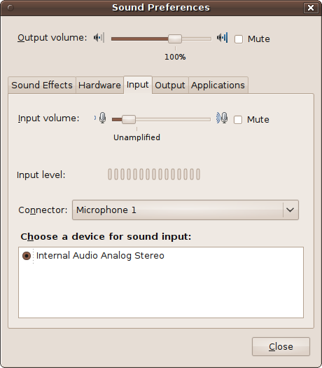 Configuring sound input