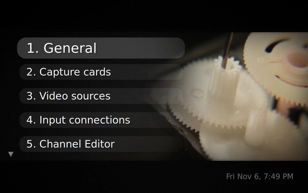 The MythTV configuration menu