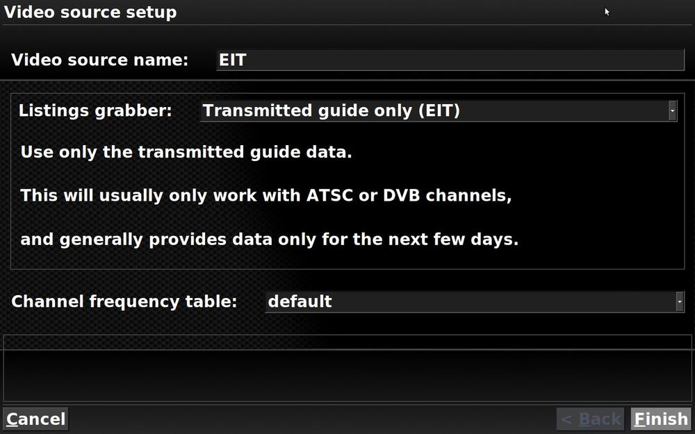 Selecting the video and listing source