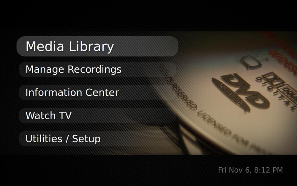 The MythTV frontend using the mythbuntu theme