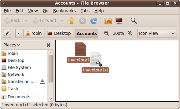 Copying a file using the mouse