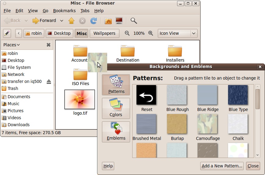 Changing the background of a folder