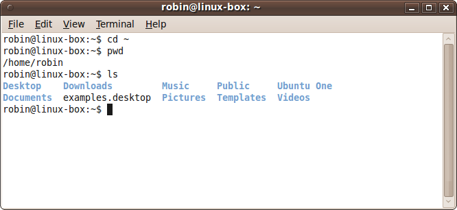 Listing the contents of the home folder