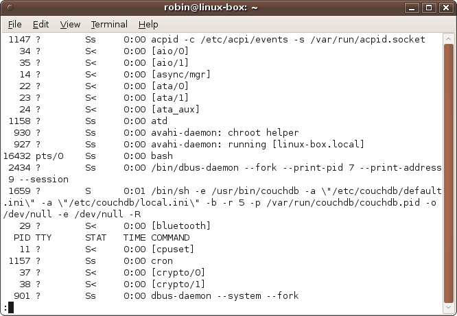 The final, scrollable output of the composite command