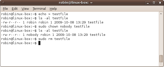 A test of changing a file’s ownership