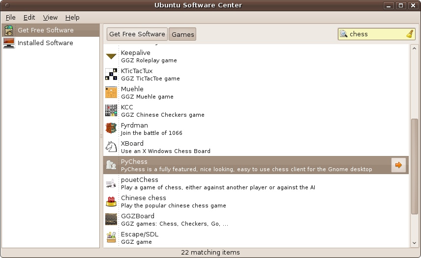 Searching for programs tagged with the keyword “chess”