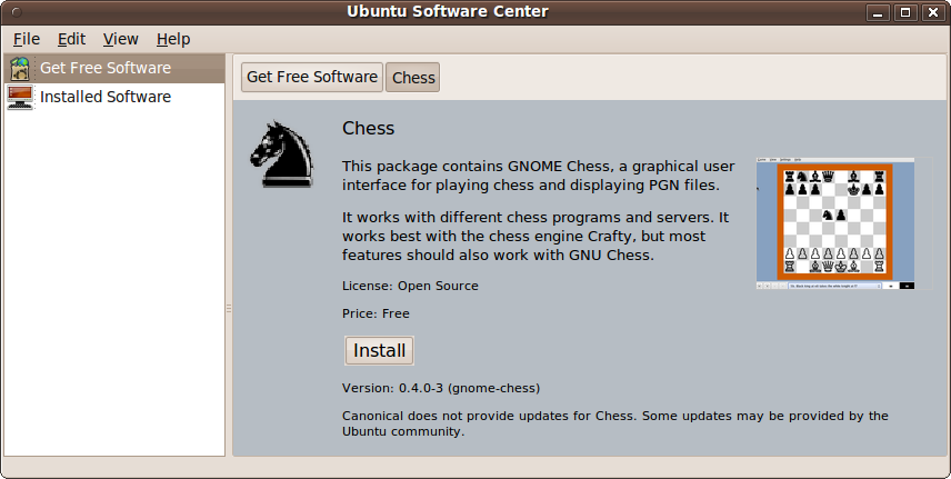 Viewing a program’s information page