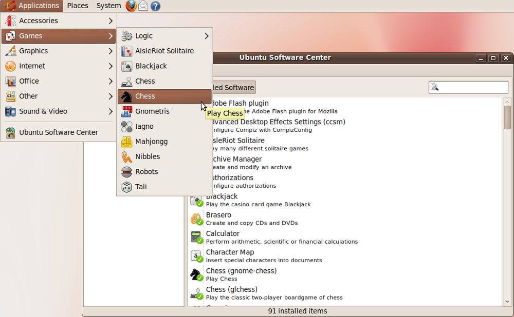 The chess game has now been installed