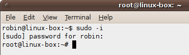 When inside a root shell, the prompt changes