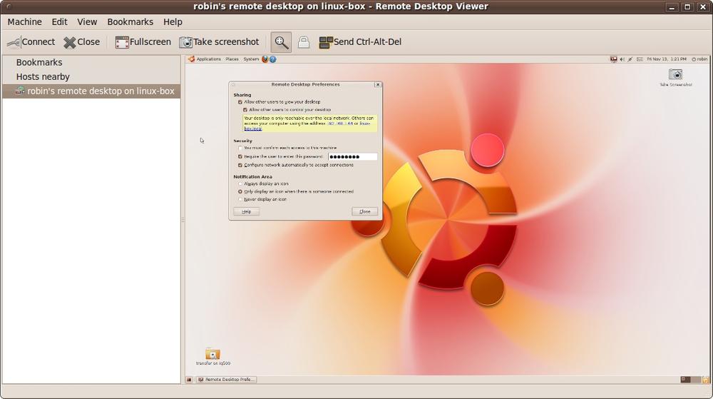 Accessing the remote VNC server’s desktop