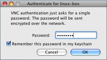 Entering a password into Jollys Fast VNC