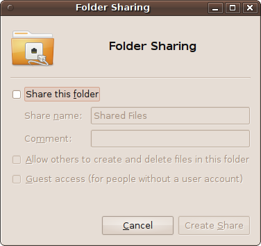 The Folder Sharing window