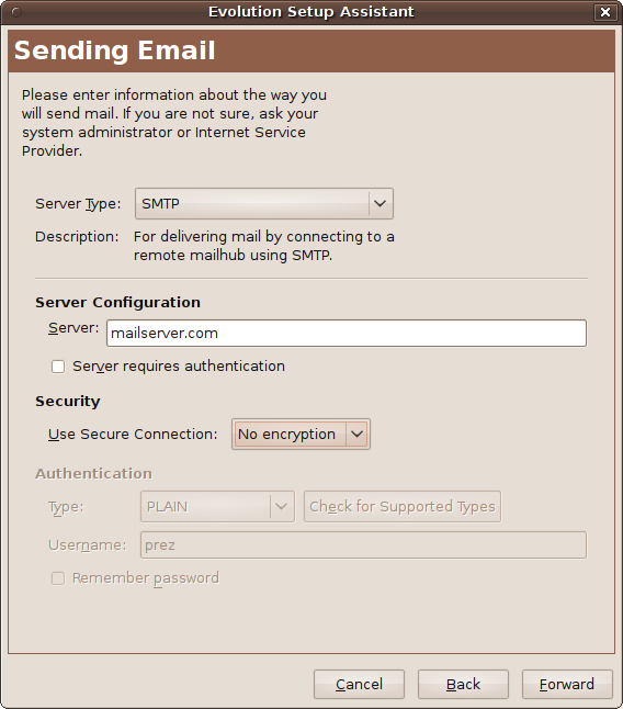 Configuring email sending options
