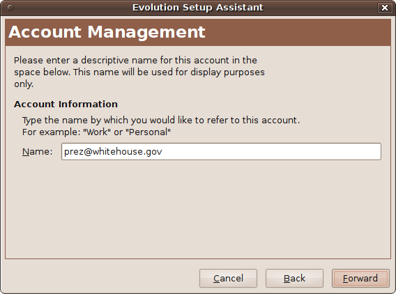 Give your email account an identifying name