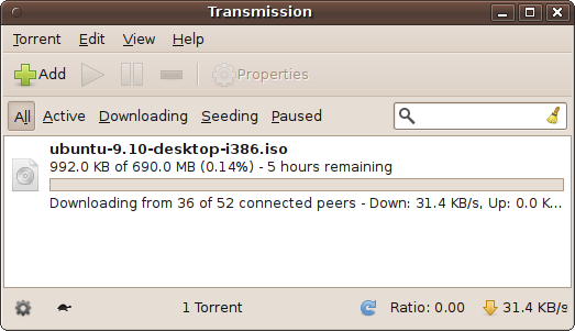 A torrent being downloaded