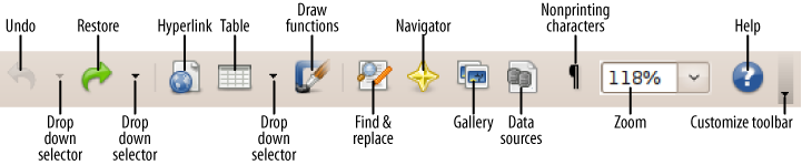 The right half of the Standard toolbar