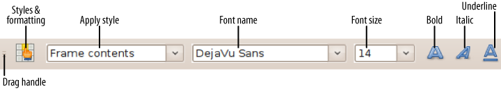 The left half of the Formatting toolbar