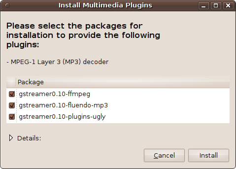 The Install Multimedia Plugins window