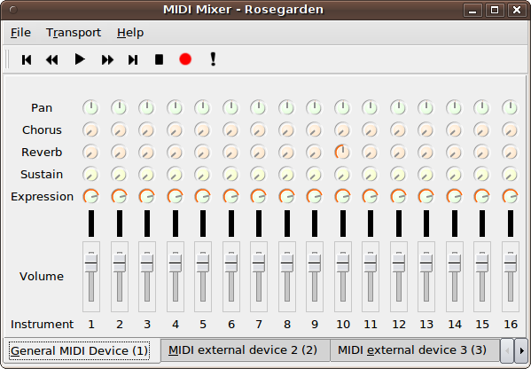 The Rosegarden MIDI Mixer