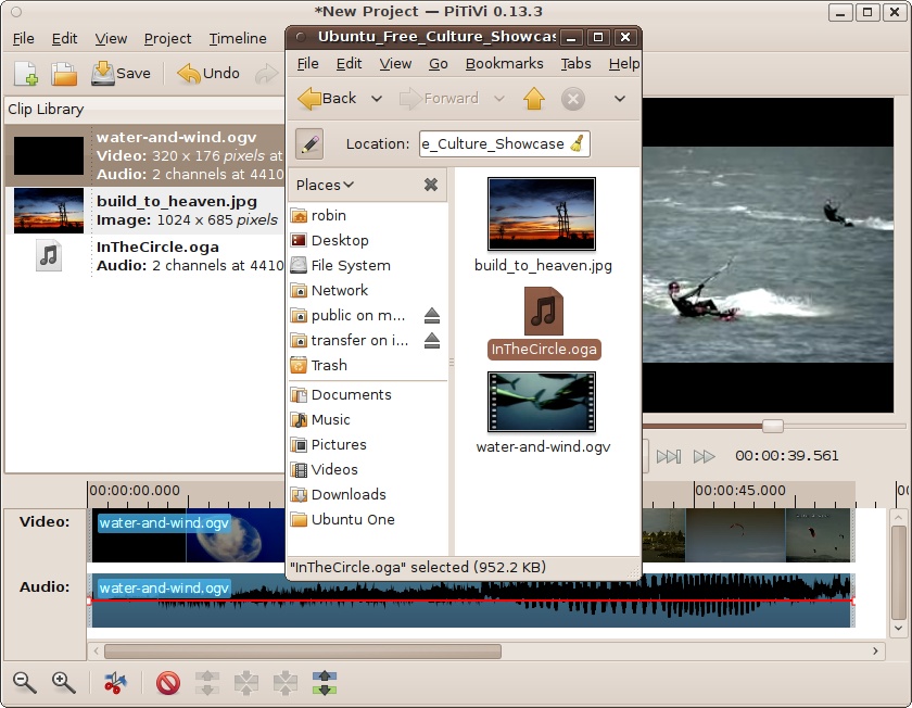 Editing a movie with PiTiVi