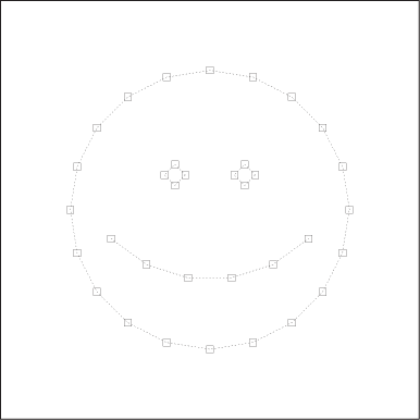 Examples of non-globular clusters in a smiley face. Some of the clusters are nested, meaning that they are entirely contained within other clusters.