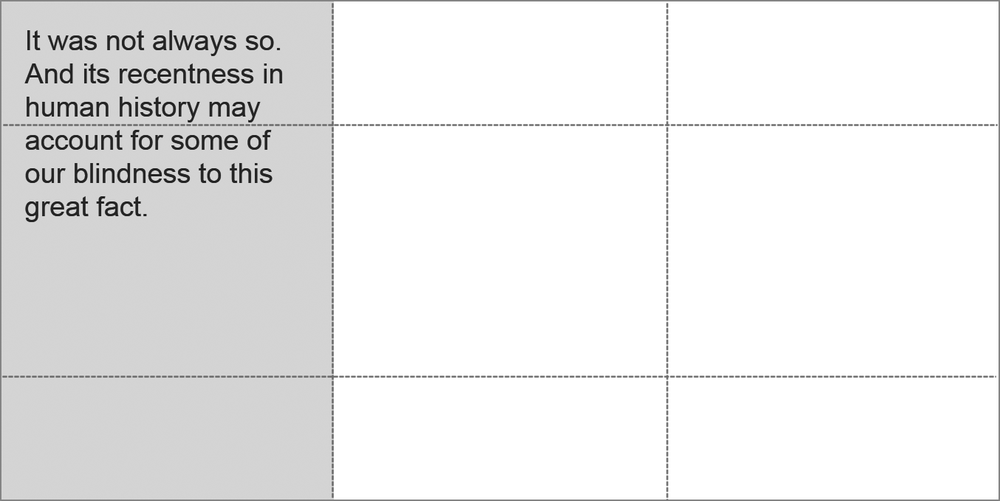An item on the grid spanning three rows of the first column (grid lines added for clarity)