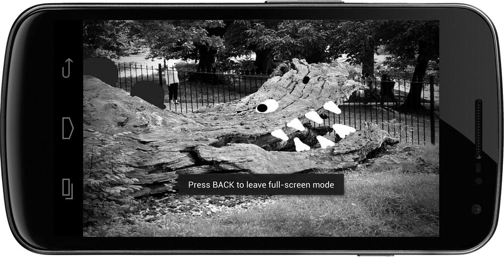 An element launched into fullscreen mode with an on-screen alert in Firefox for Android