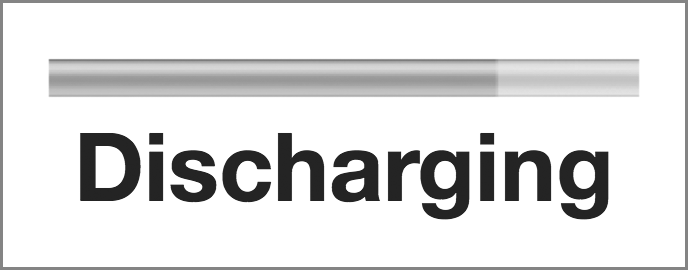 A meter element showing the remaining battery level of my device, plus its charging status