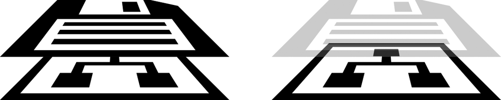 In the SVG file, each of the icons is stacked one above the other (left) and hidden with CSS, except for one icon which is shown (right).