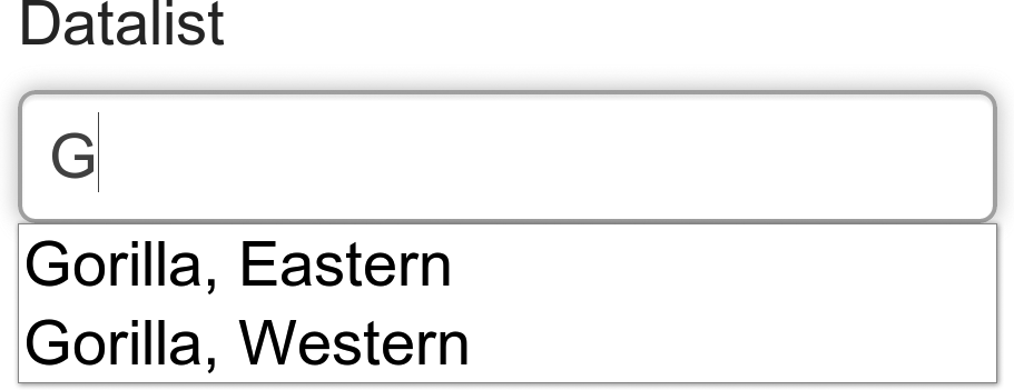 Auto-suggested results from a datalist element