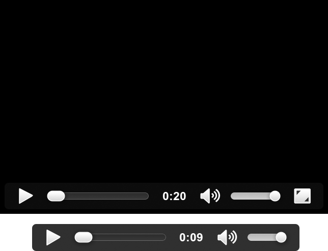 Native controls for the video (top) and audio (bottom) elements on Chrome for Ubuntu