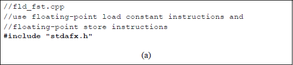 Figure showing program to illustrate using the FST instruction: (a) the program and (b) the outputs.