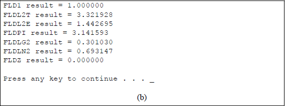 Figure showing program to illustrate using the FST instruction: (a) the program and (b) the outputs.