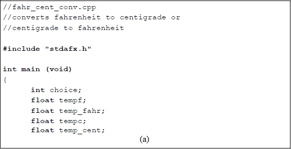Figure showing program to illustrate using the if statement: (a) the C program and (b) the outputs.
