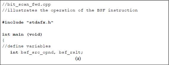 Figure showing illustrates the operation of the BSF instruction: (a) the program and (b) the outputs.