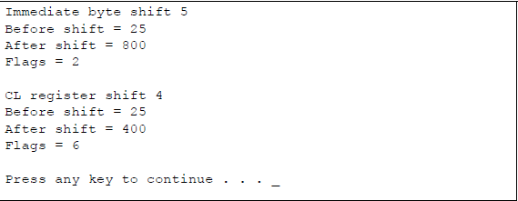 Figure showing illustrates the operation of the SAL instruction: (a) the program and (b) the outputs.