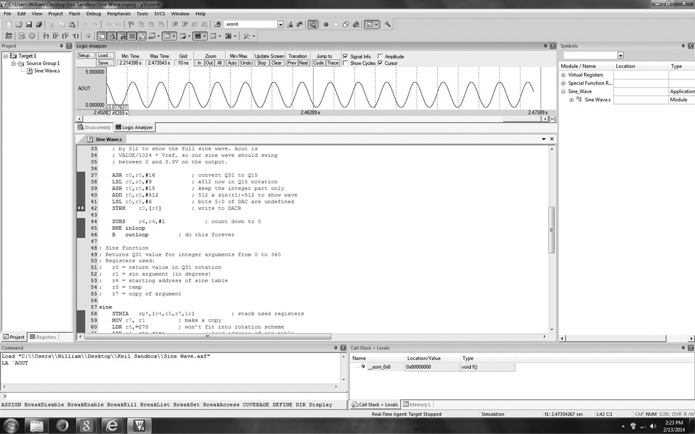 Image of Keil simulation tools.