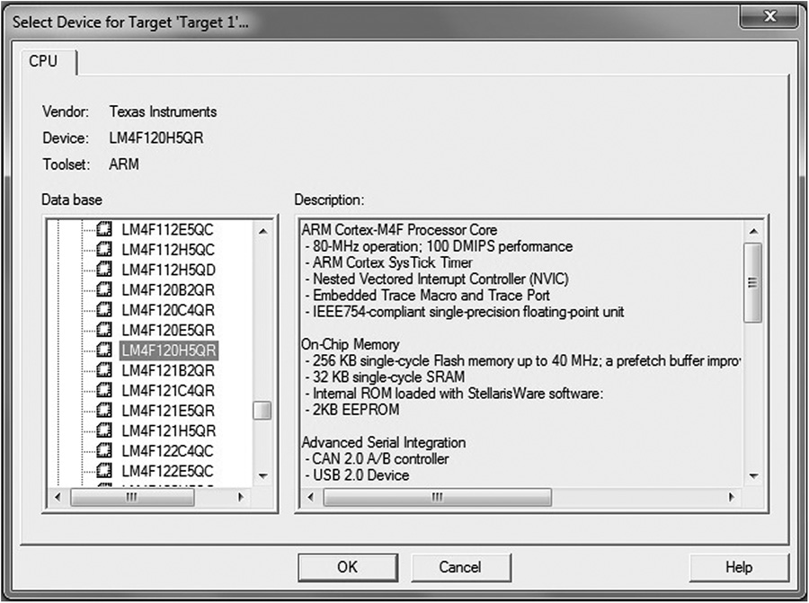 Image of Device database dialog box.