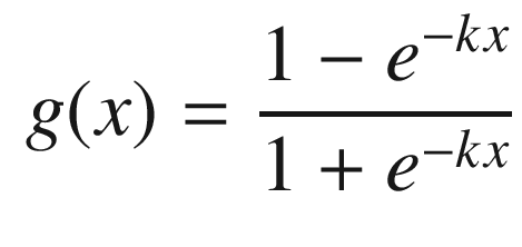 $$\displaystyle \begin{aligned} g(x) = \frac{1-e^{-kx}}{1+e^{-kx}} \end{aligned} $$