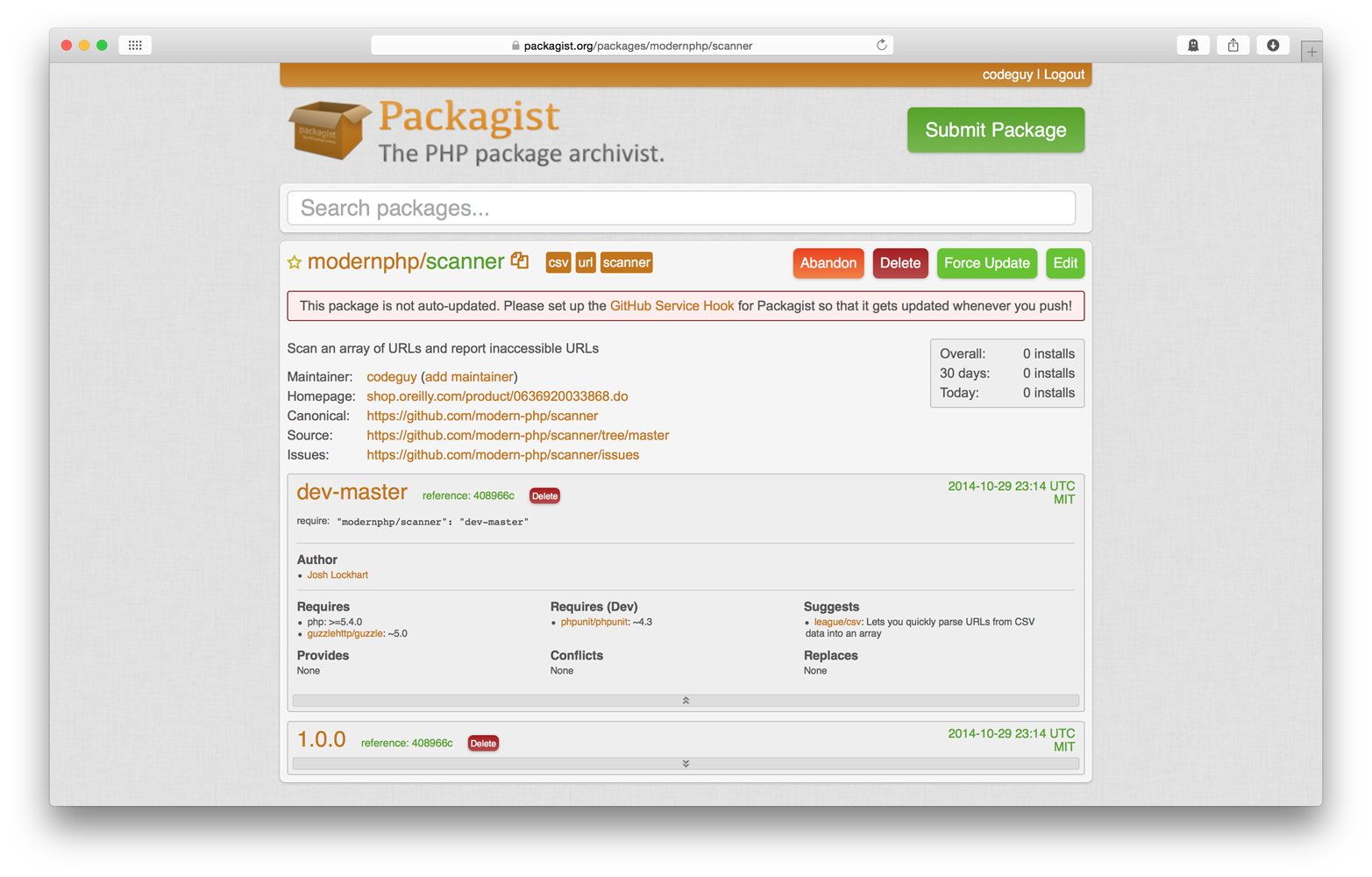 Packagist listing