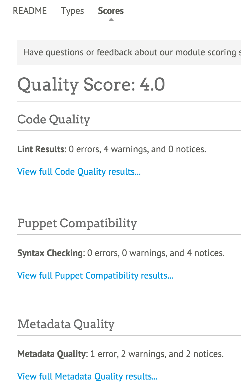 Puppet Forge Quality Details