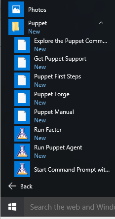 Puppet start menu
