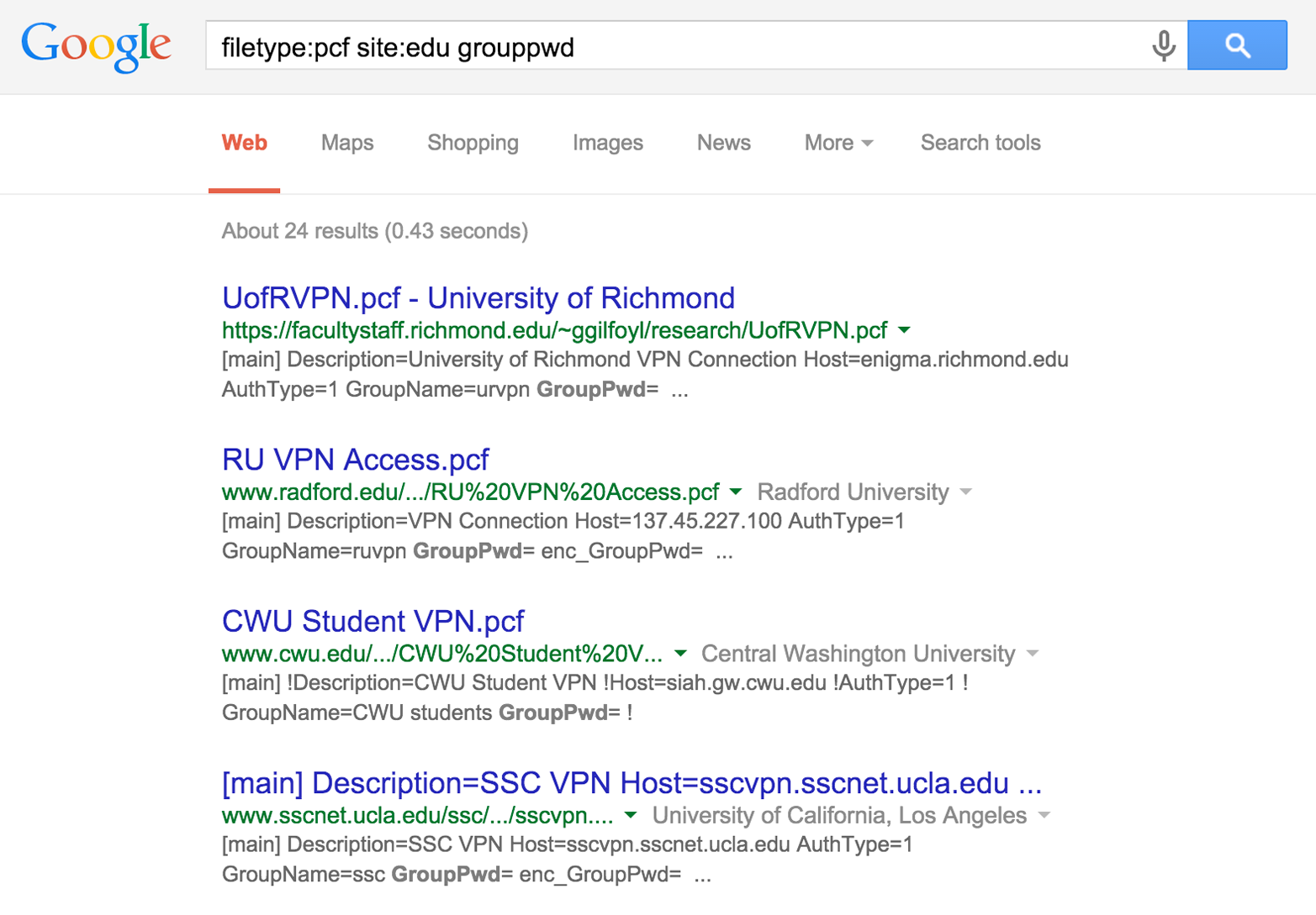 Identifying Cisco PCF files via Google
